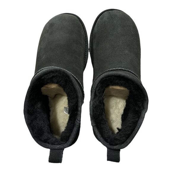 UGG Women's Classic Ultra Mini 3.5" Shaft Suede & Sheepskin Lined Boot - Black - Picture 4 of 6